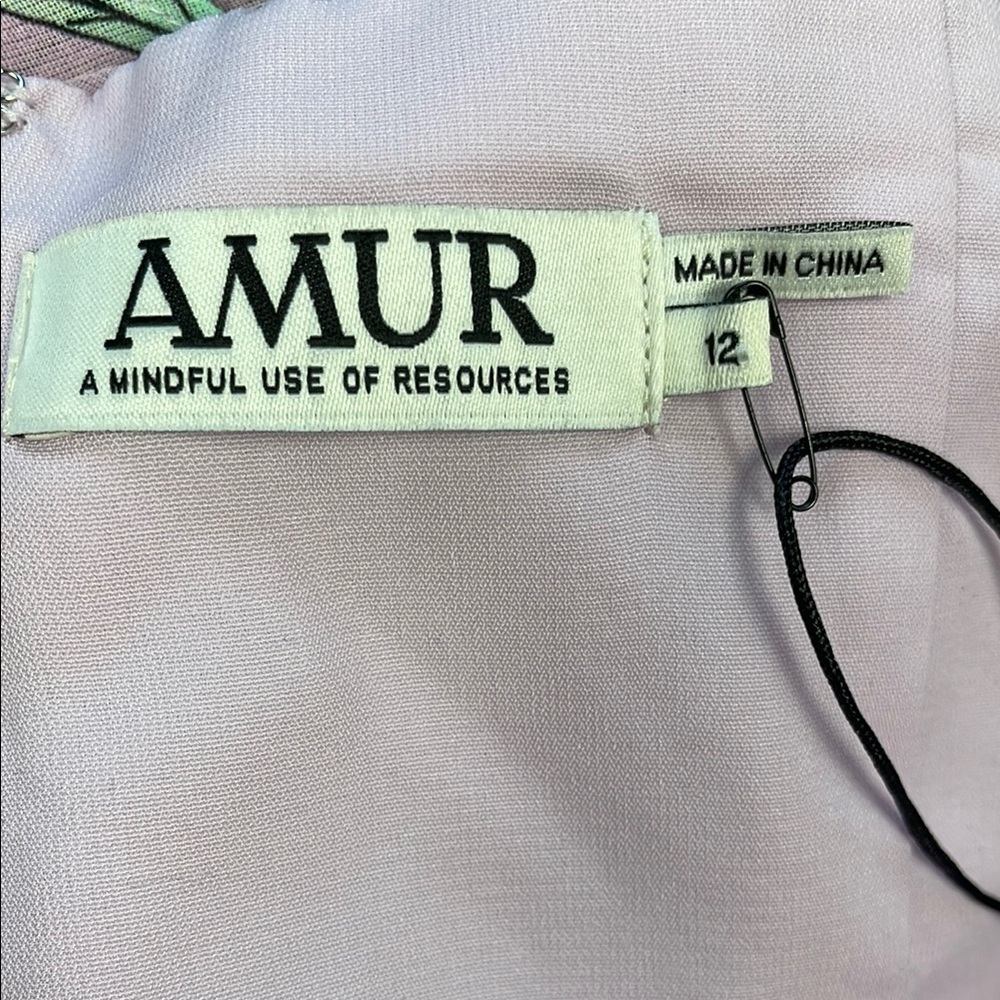 NWT AMUR Acacida Tie Shoulder Ruffle Midi Dress in Lilac Lily Dreamy Wildflower - Picture 10 of 16